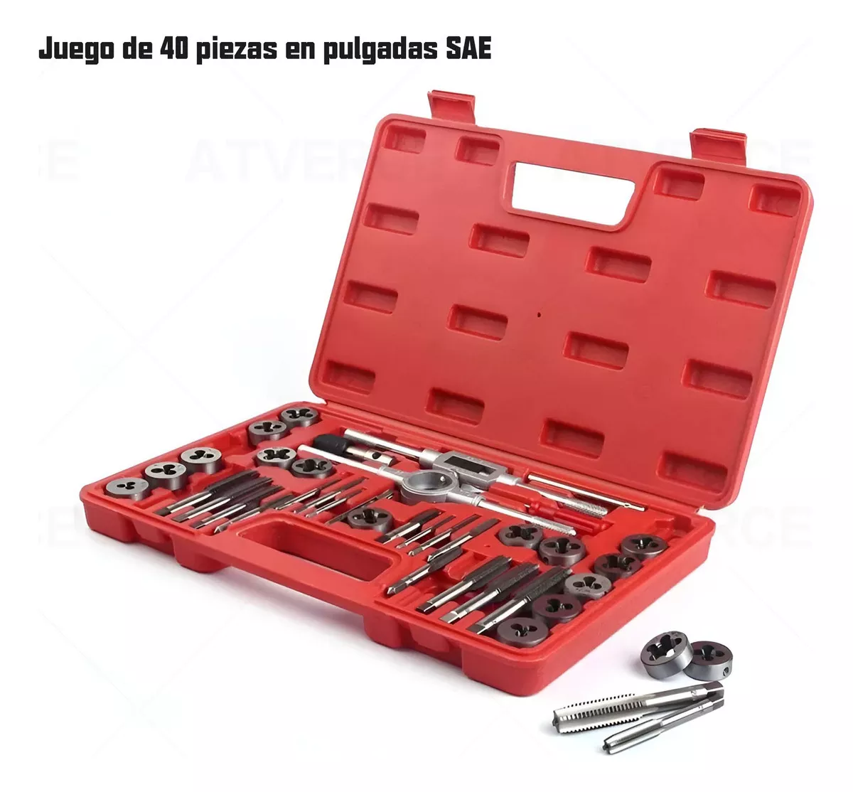 Atverce PD-40 Juego De Pulgada Acero Machuelos Y Terrajas 40 Pcs