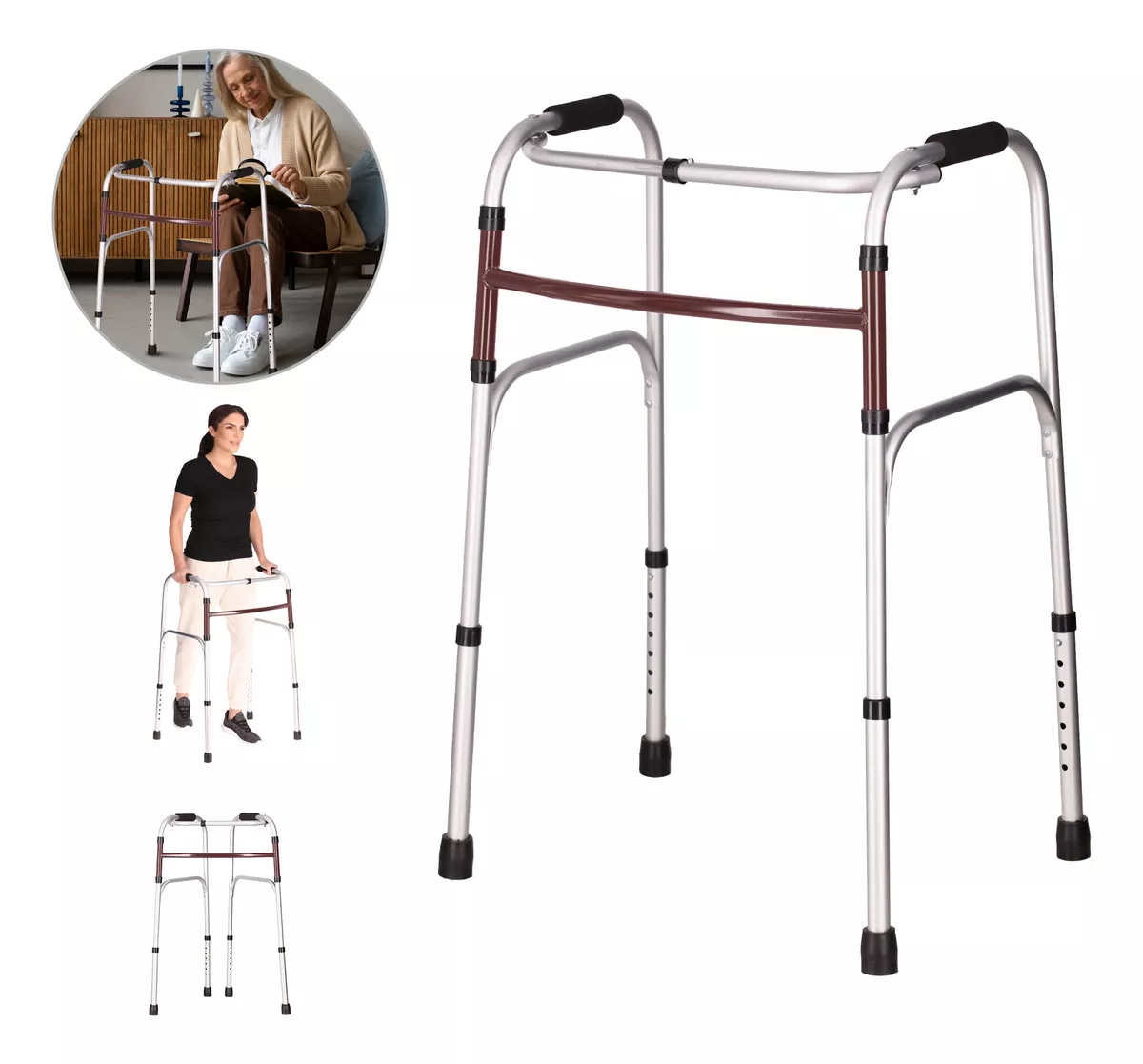 Andadera Adulto Ortopedica Andador De Aluminio Vino Tikun