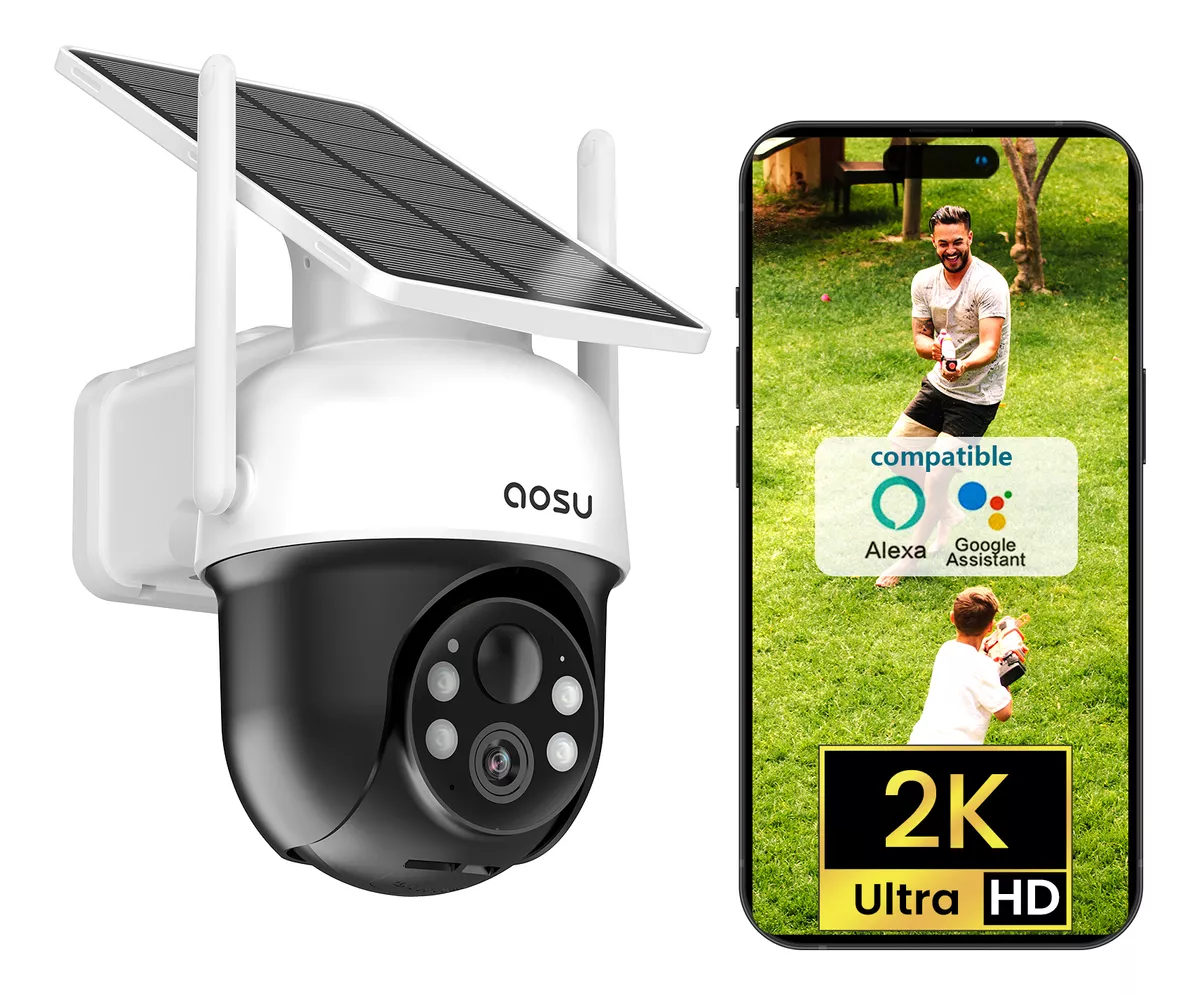 Cámara De Seguridad Solar Wifi Exterior 3mp Hd Audio 360 Ptz