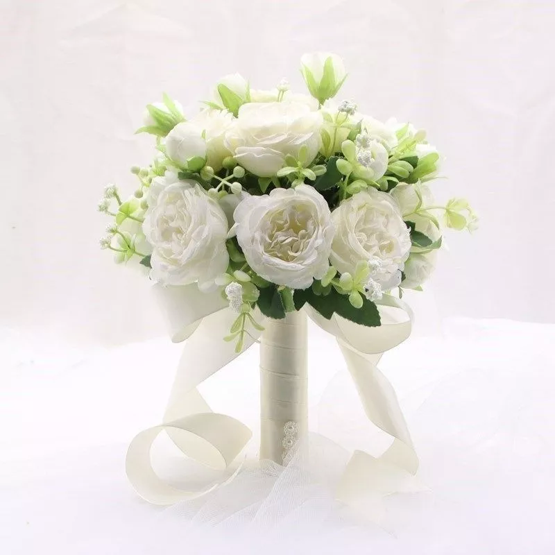 3ramos Rflores Peonias Artificiales Ramo Rosa Novia Boda