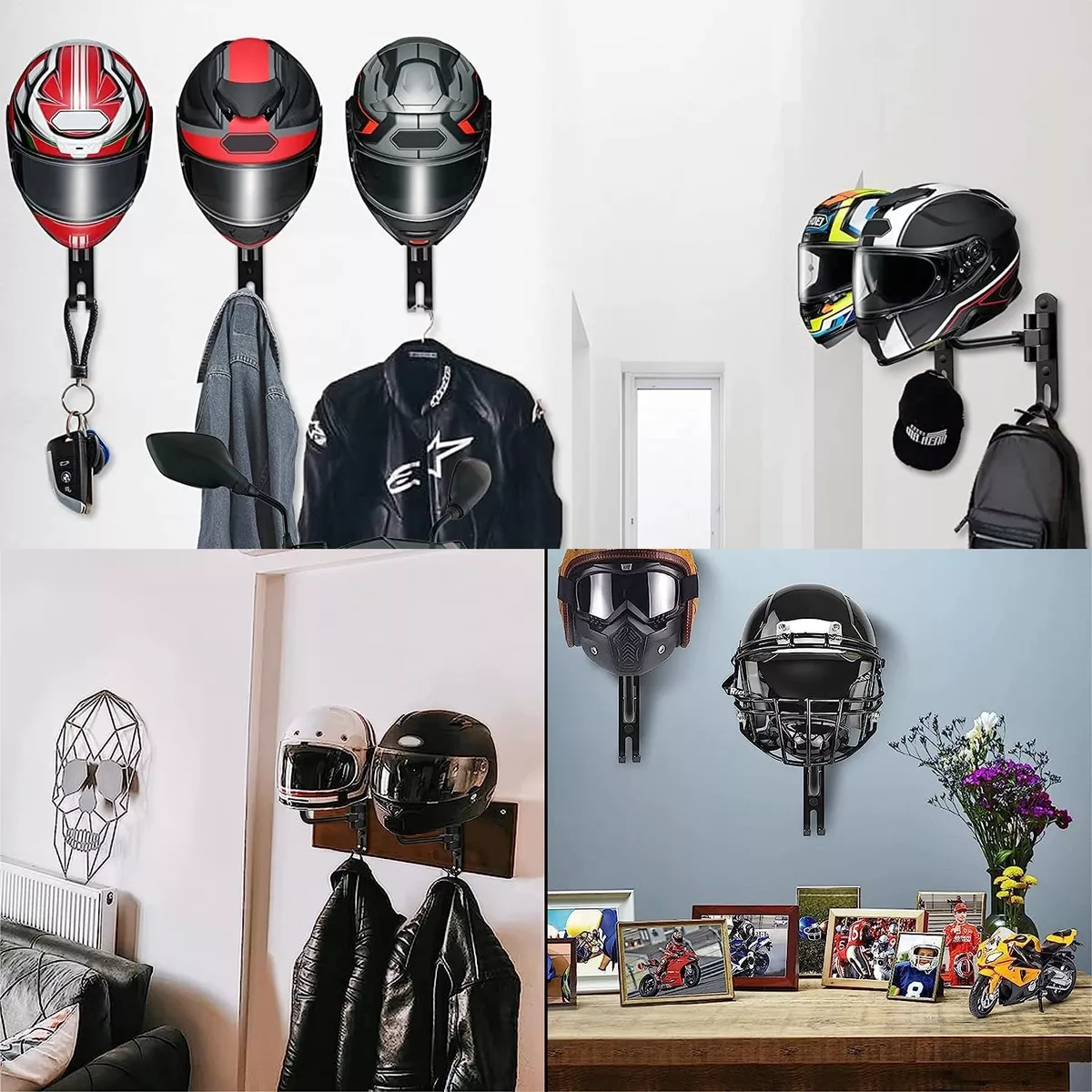 Soporte Casco Motocicleta Y Bicicleta, Rotación 180 Grados