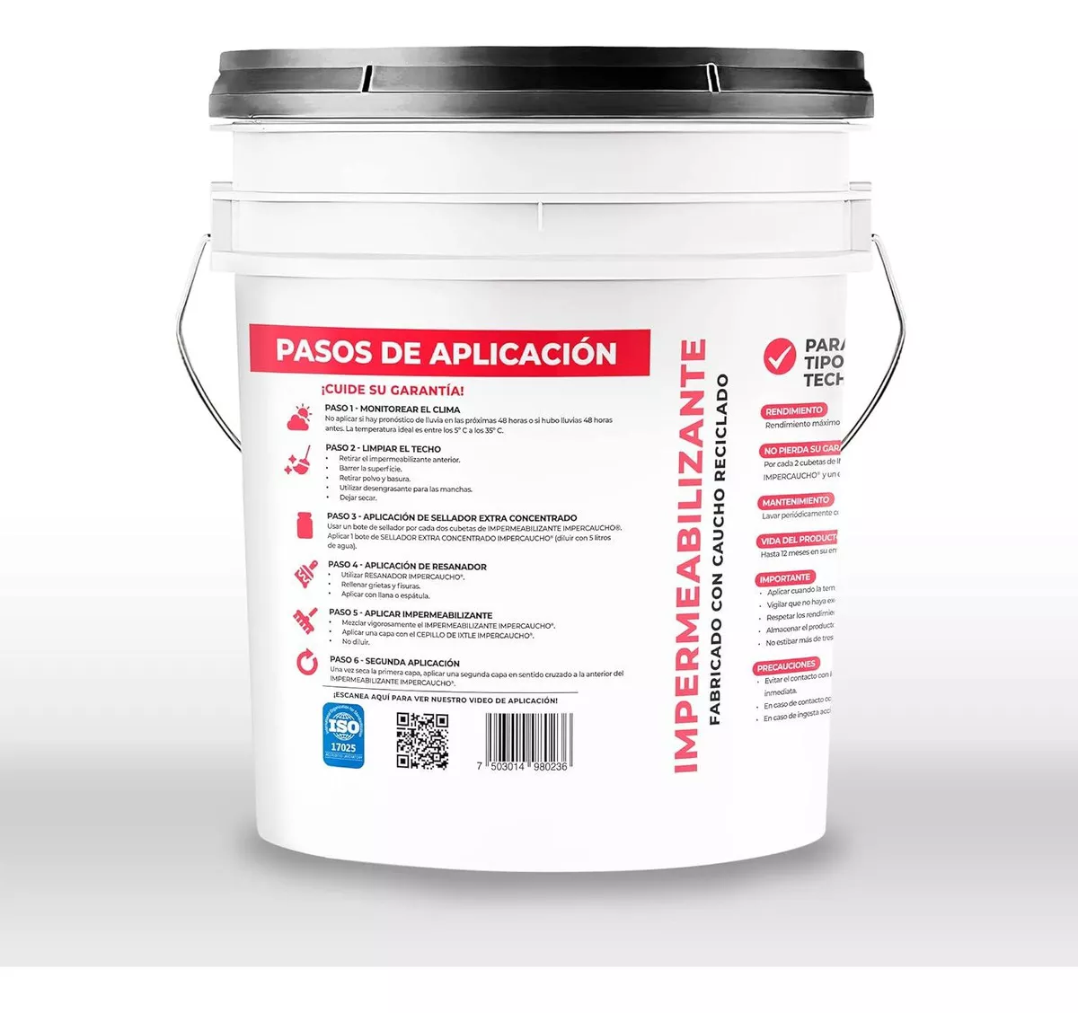 Impermeabilizante Impercaucho 12 Años Cubeta 19 Lts Color Terracota