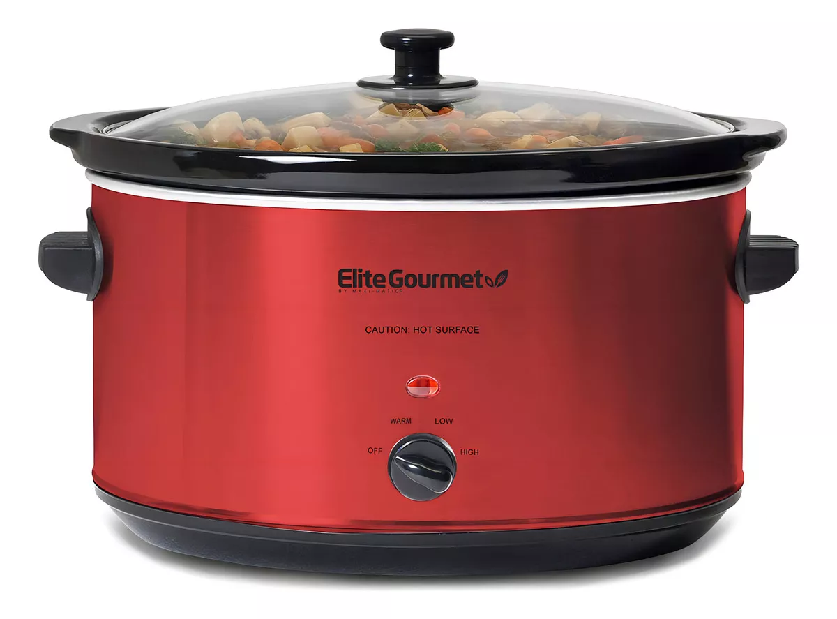 Elite Gourmet Mst900 Olla De Cocción Lenta Cerámica Xl 8.5qt Rojo 110V