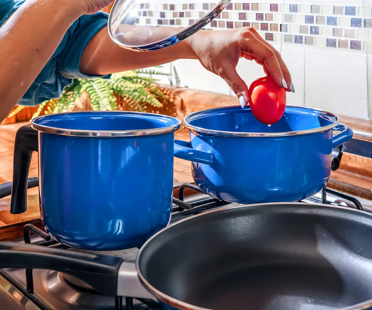 Bateria de Cocina Clásica de Peltre 12 Piezas Cinsa Austria Azul