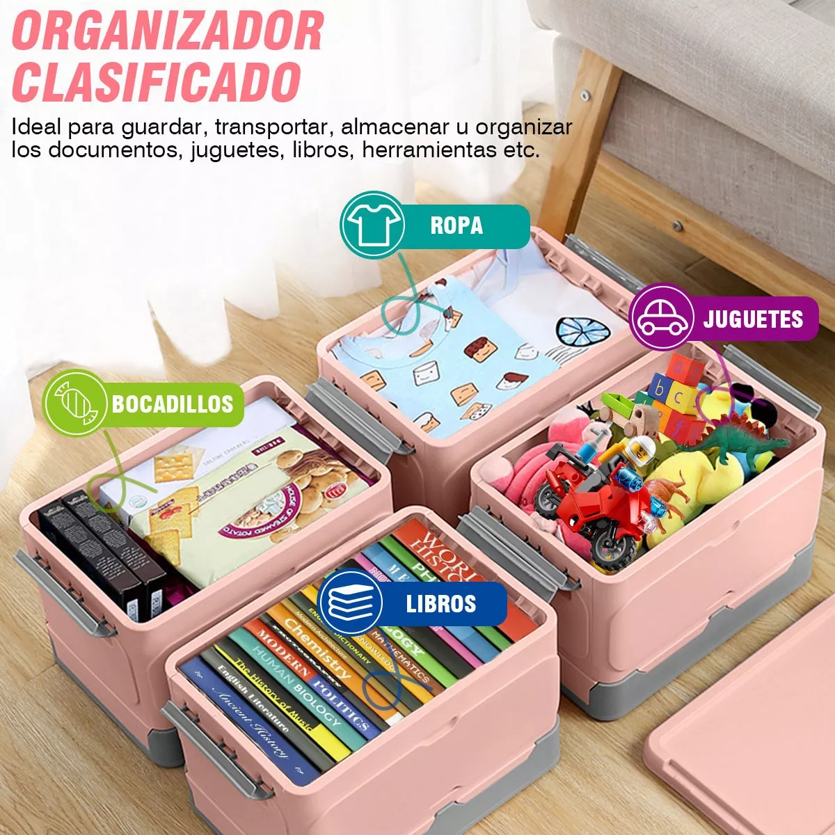 Caja Almacenamiento Plegable 2pzs Organizador Hogar Con Tapa