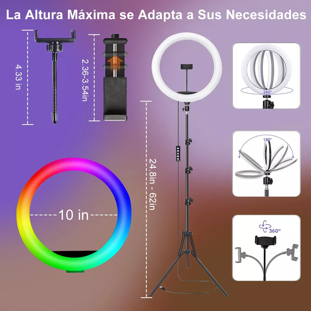 Aro De Luz Profesional Led Rgb 10 Pulgadas Lluminacion Foto