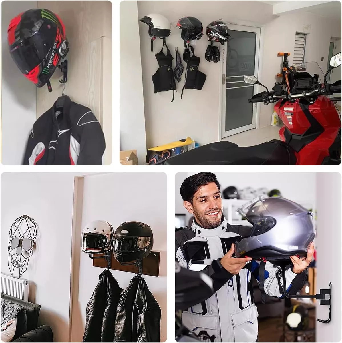 Soporte Casco Motocicleta Y Bicicleta, Rotación 180 Grados