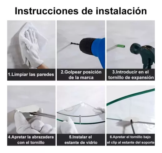 Vmingo Repisa Esquinero Baño Organizador Vidrio Estante Pared 4pz