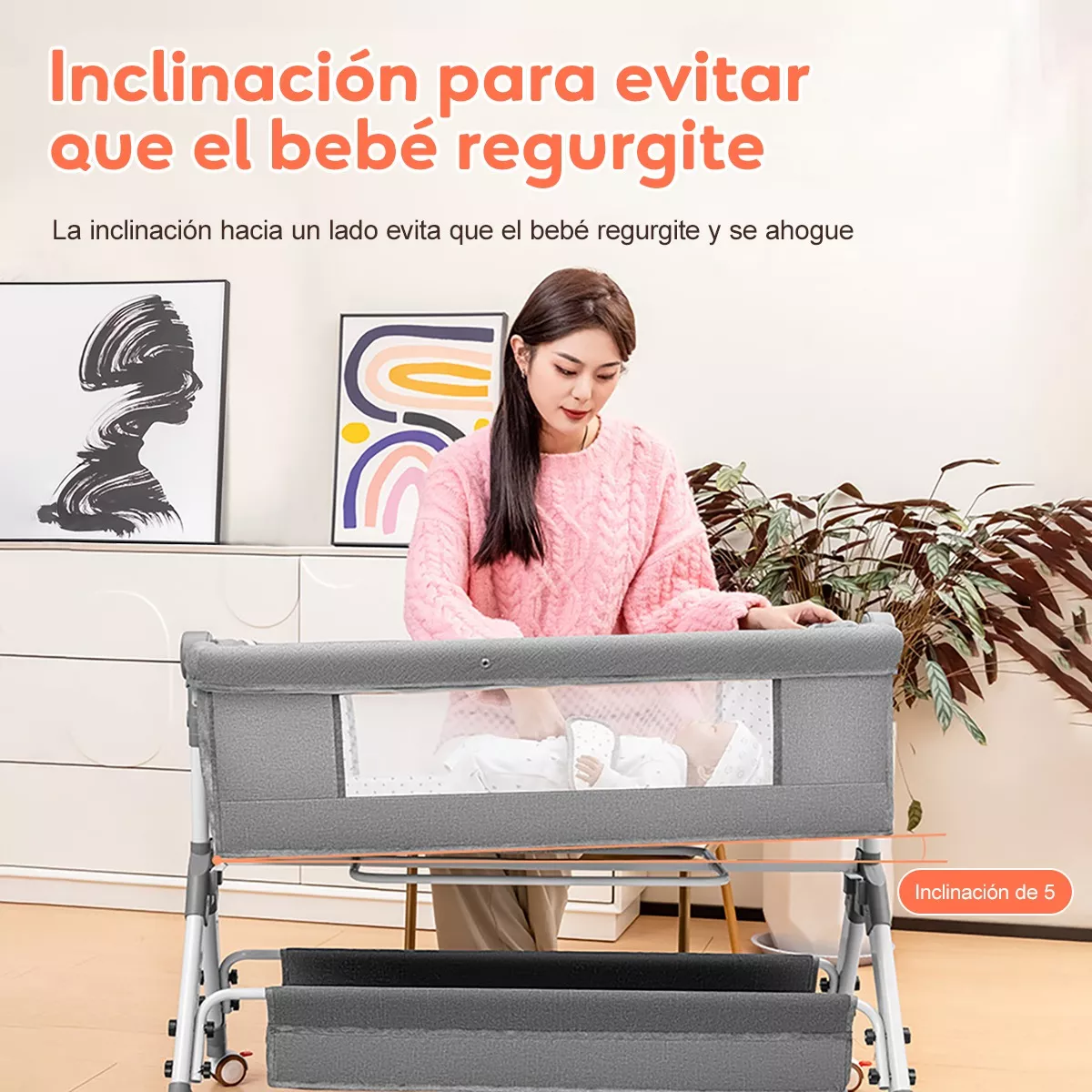Cuna Corral Para Bebes Cama Altura Regulable Con Mosquitero