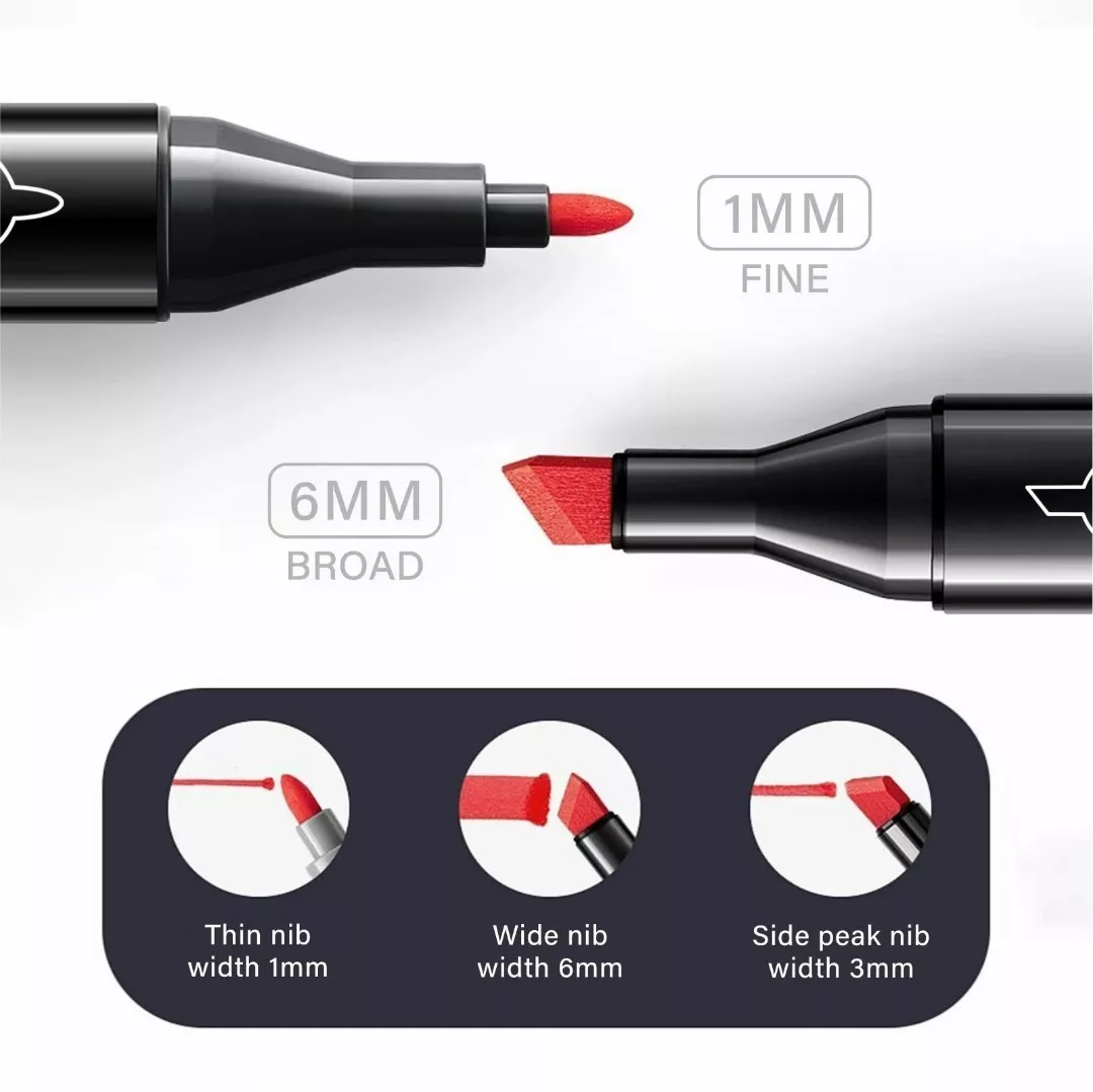 Marcadores Doble Punta Plumones Punta Pincel Fly 60 Colors Color Negro