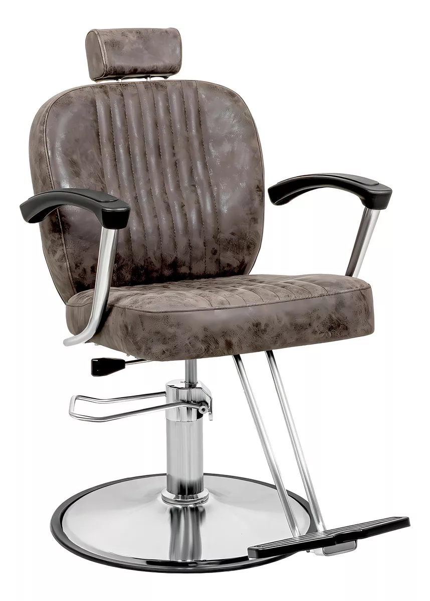 Sillon Silla Barberia Estetica Clasica 360° Moderna Color Gris Forma de la base Redonda Tipo de respaldo Fijo