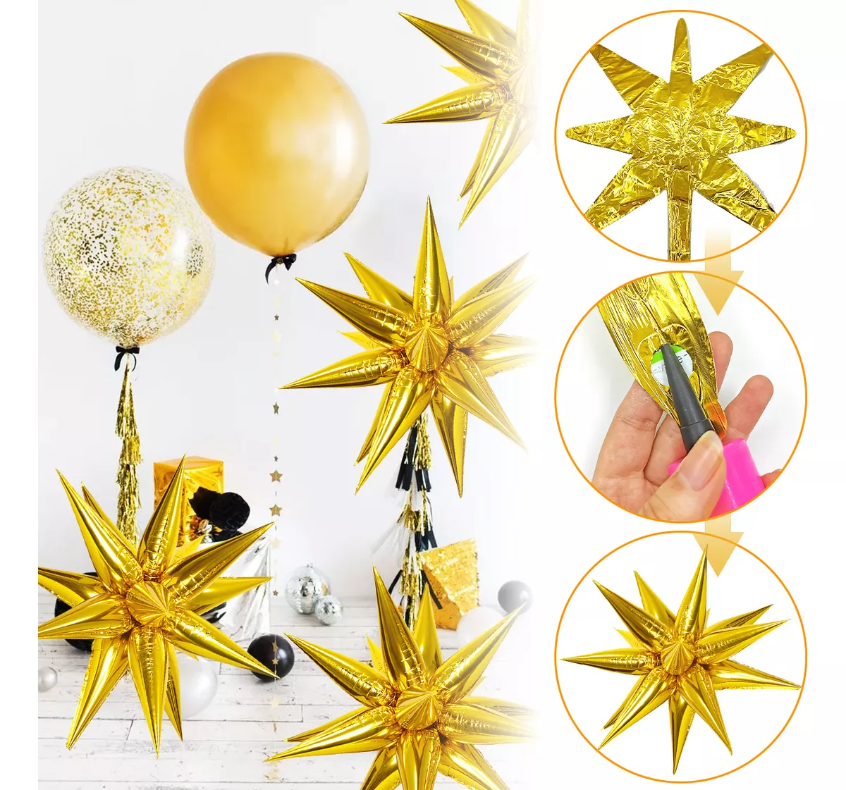 10pzs Globos Estrella Picos Para Cumpleaño Decoracion Fiesta