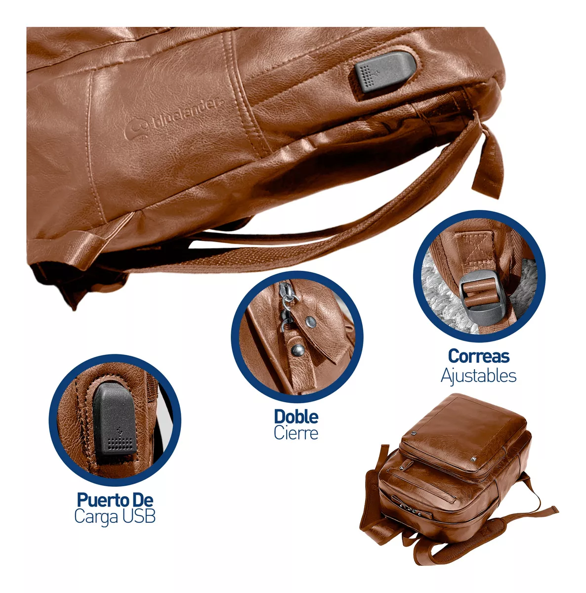 Mochila Antirrobo Para Laptop Cuero Impermeable Puerto Usb