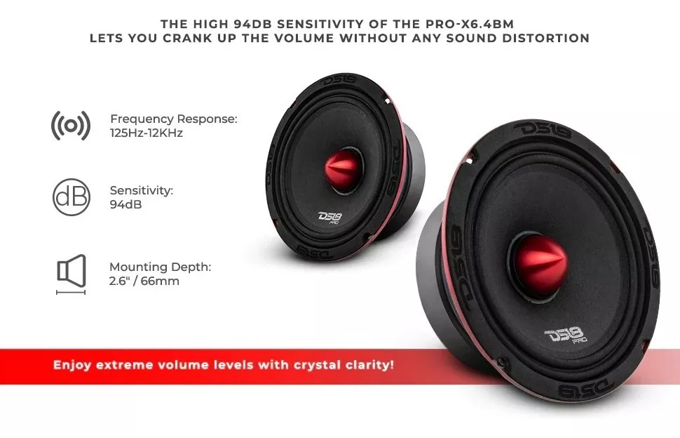 Paquete De 4 Bocinas Medio Rango Ds18+amplificador Db Drive