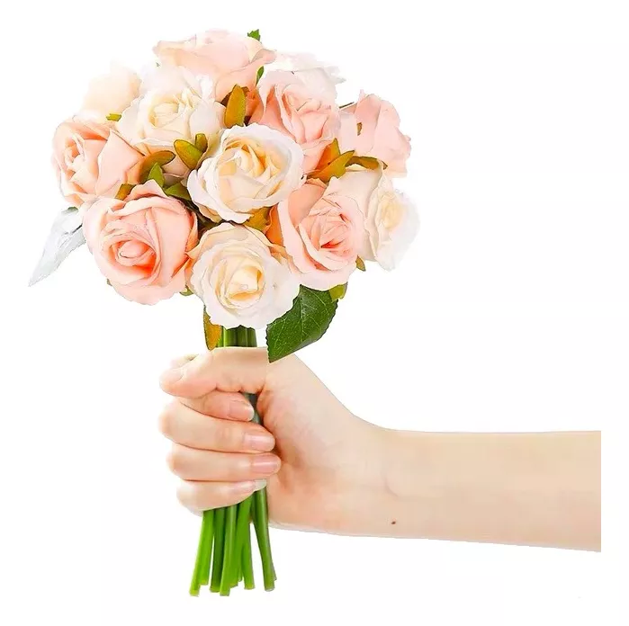 Ramo De Rosas Flores Artificiales Imitación De 24 Piezas
