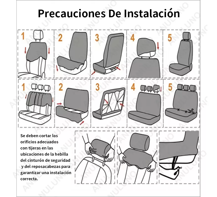 Funda Universal Para Asiento Cuero De Accesorios Autos 9pzs