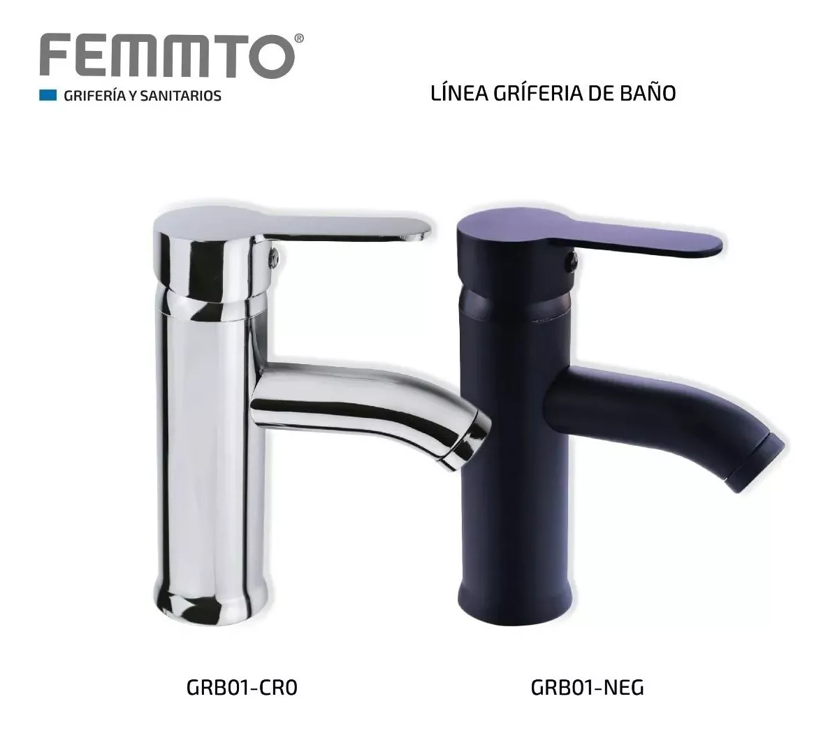 Llave Mezcladora Baja Monomando Para Lavabo Fregadero Grifo Negro Lavamanos Baño Femmto Negro