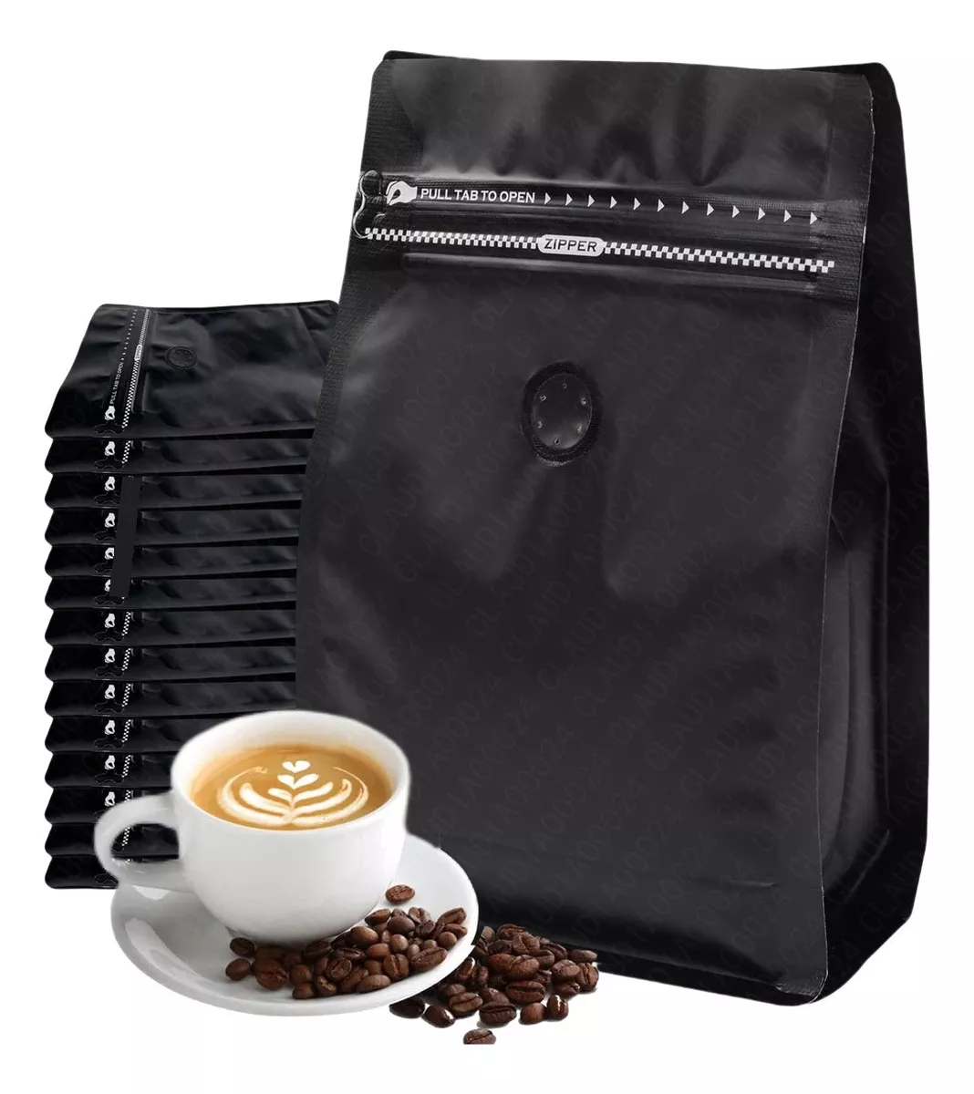50 Bolsas De Café De 250gr Válvula Y Cierre Zipper