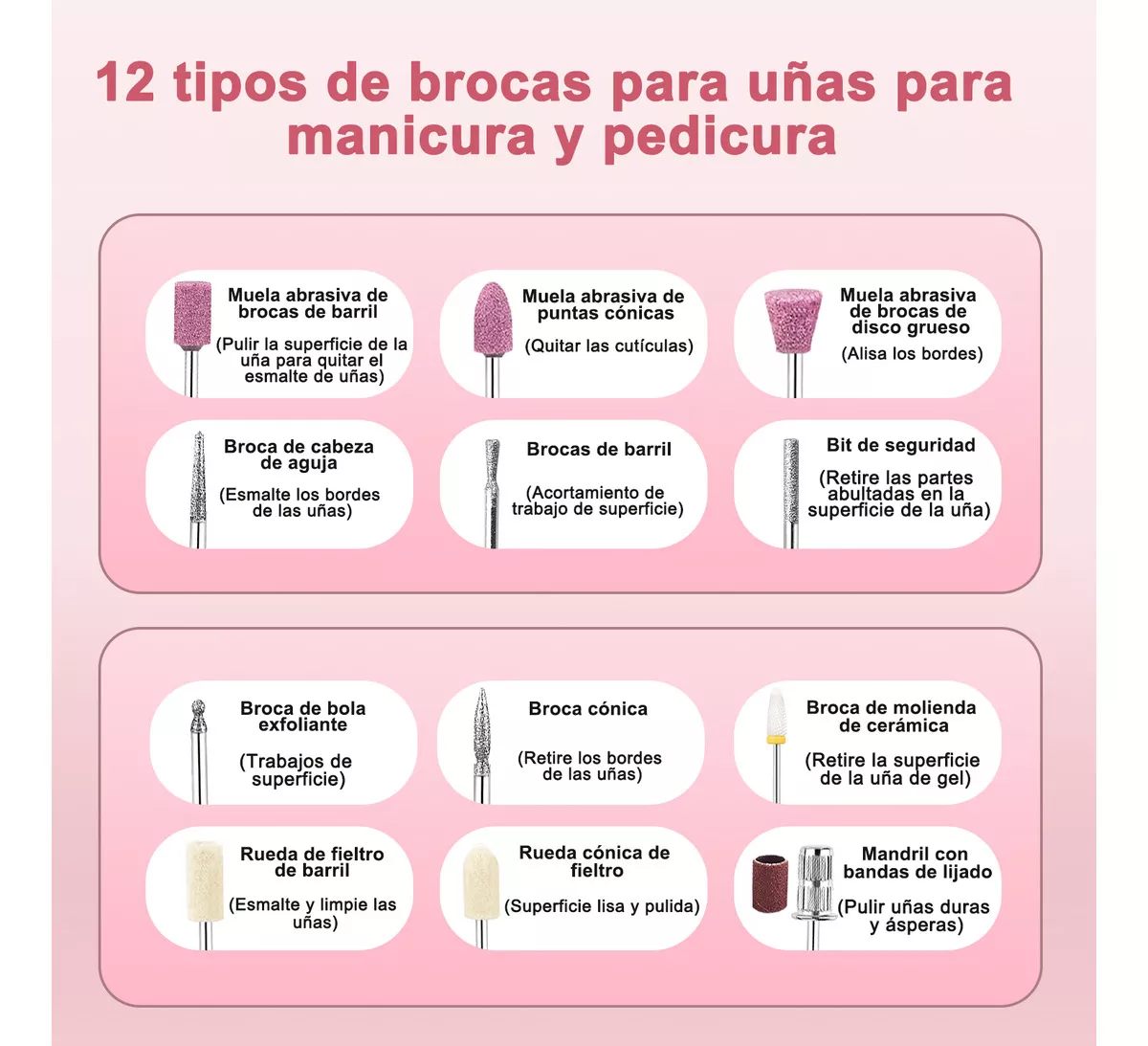 Ciicii Pulidor Esmeril Taladro De Uñas Profesional 45000rpm, Taladro De Uñas Eléctrico Con Led Para Técnicos De Uñas Profesionales O Principiantes