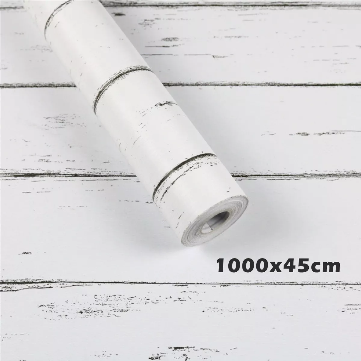 45x1000 3d Papel Tapiz Pared Adhesivo Madera Cocina Blanco