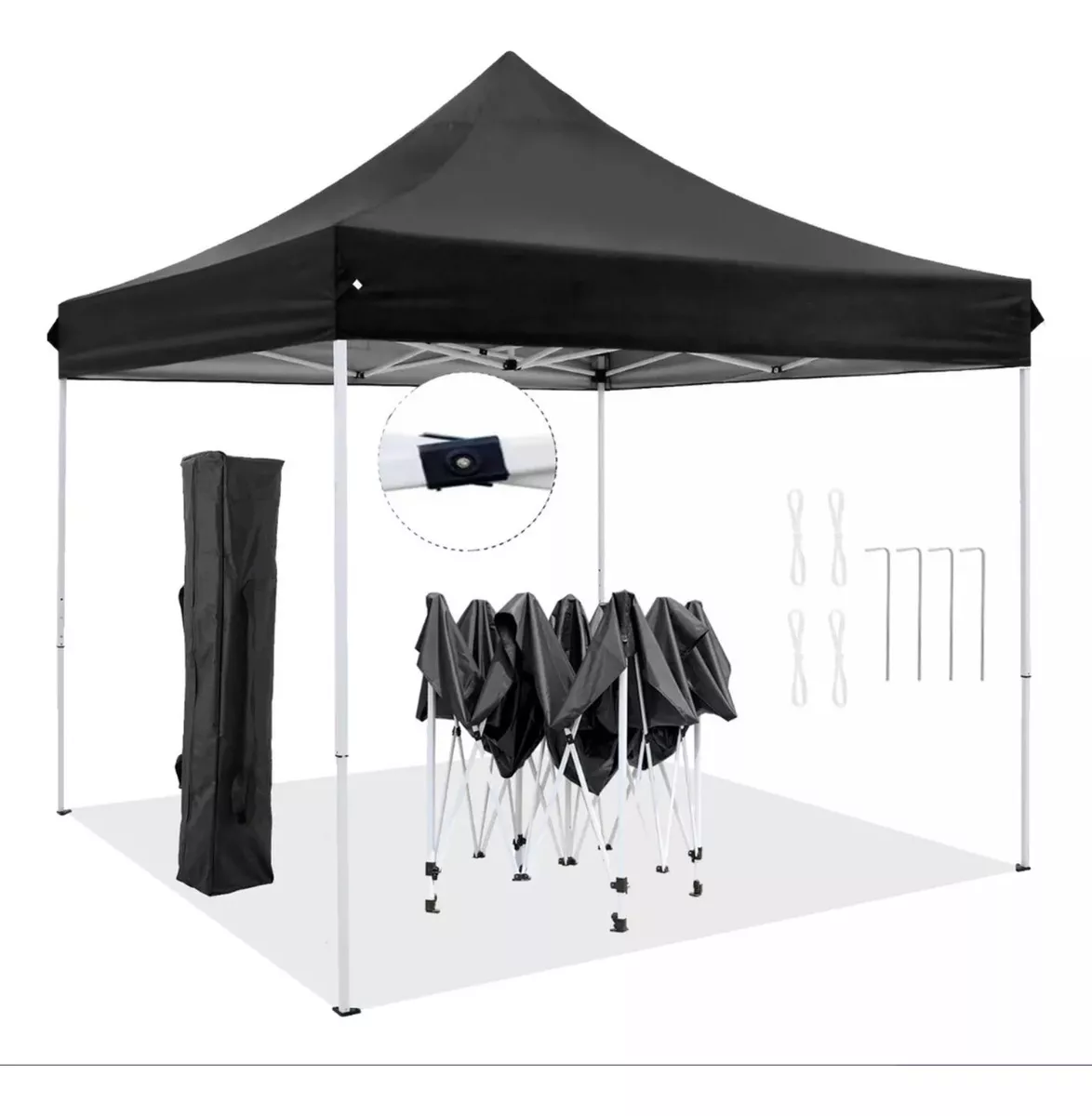Carpa Toldo Plegable Migoo 3x3 Impermeable Y Reforzado Uso Rudo con Ganchos para Anclaje Toldo color Negro