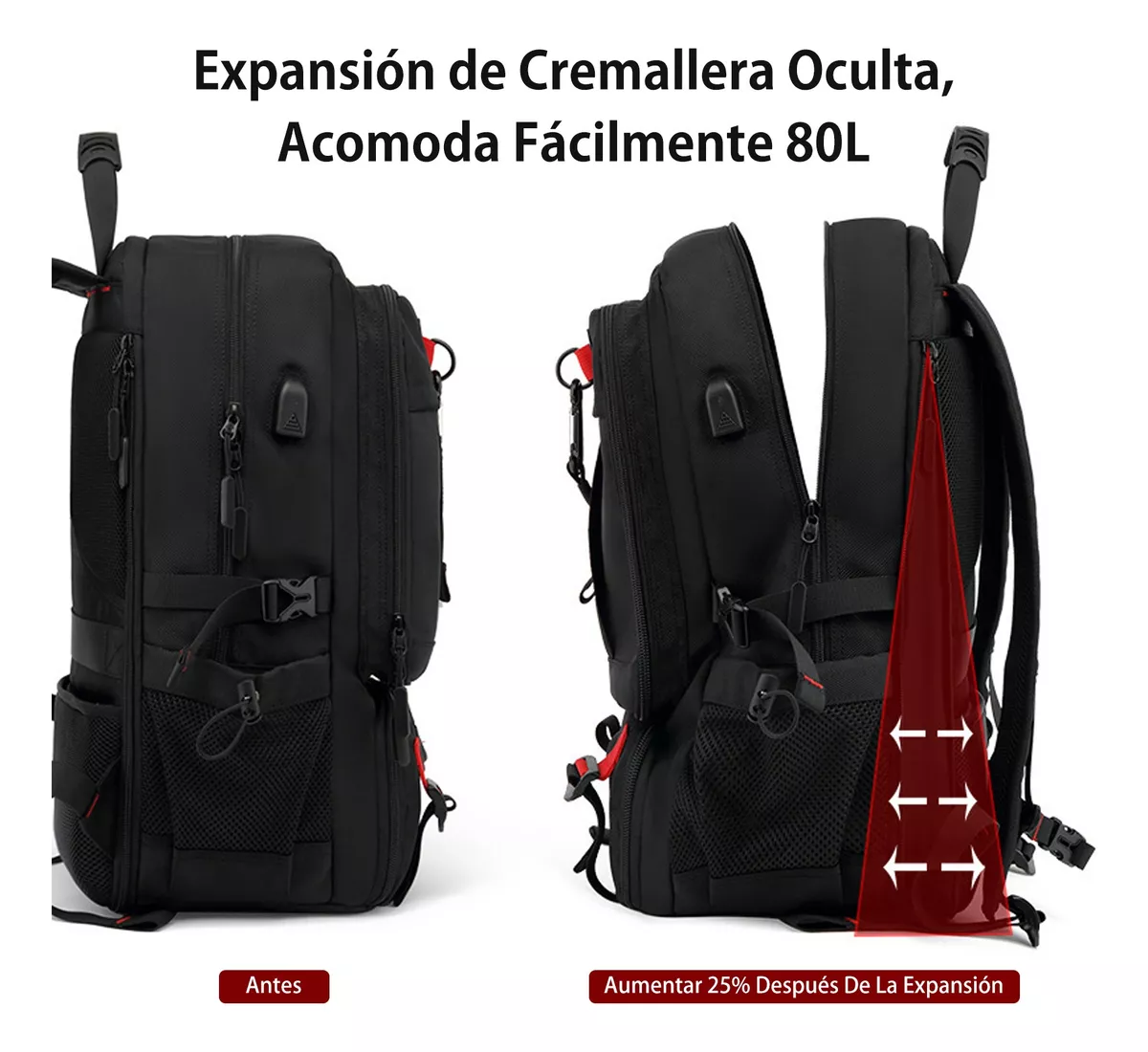 Mochila Militar Táctica De Viaje 80l Impermeable Con Usb