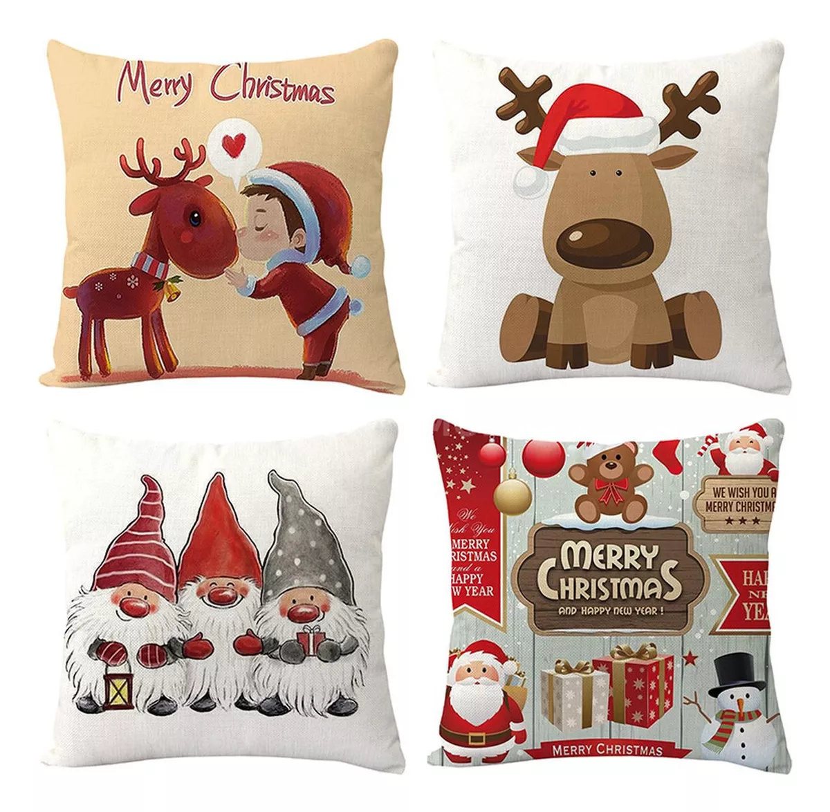 6 Fundas Navideñas Cojines Decorativos Fundas Almohadas Lino