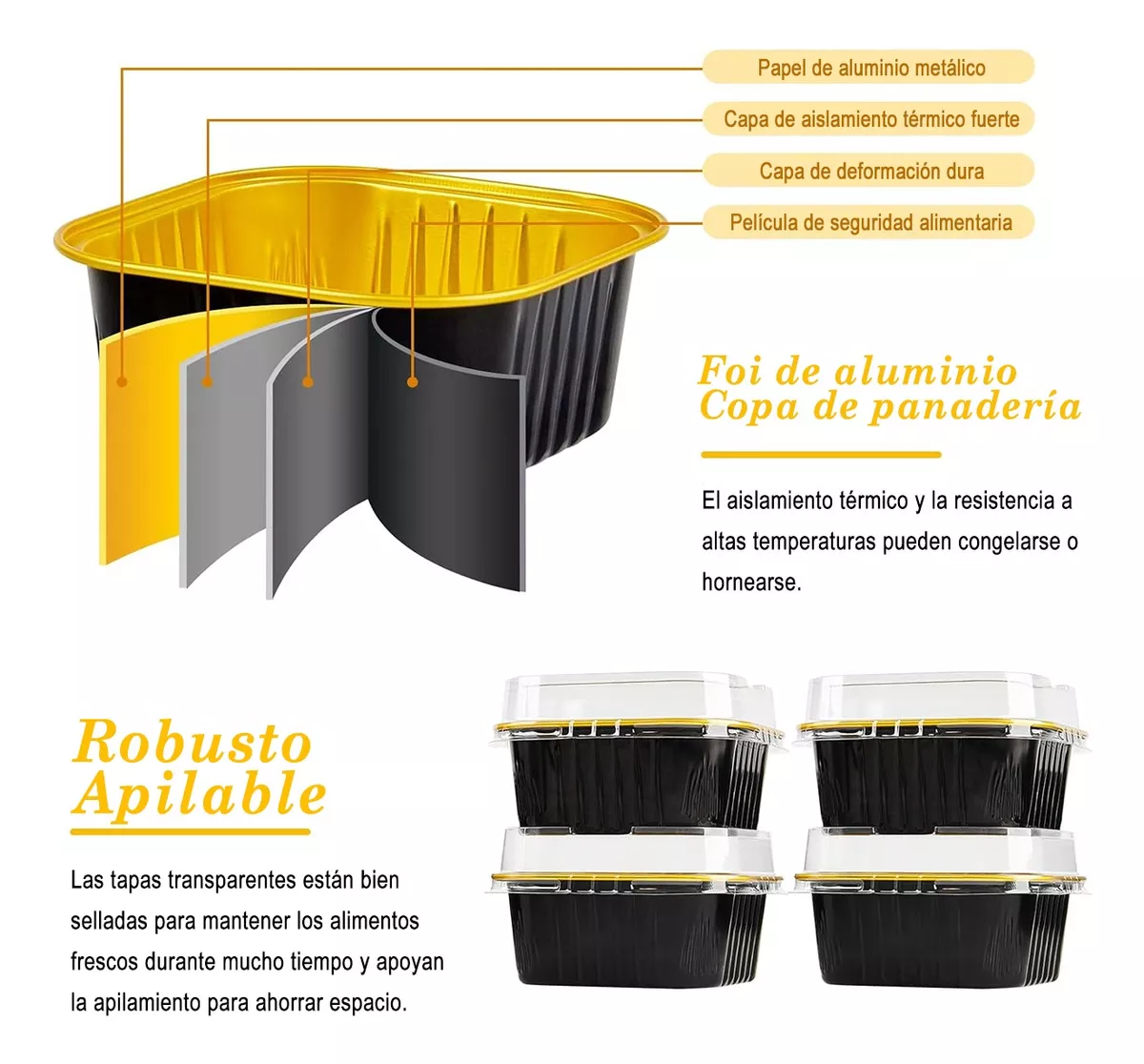 50 Molde De Aluminio Desechable Pastel Para Hornear Con Tapa