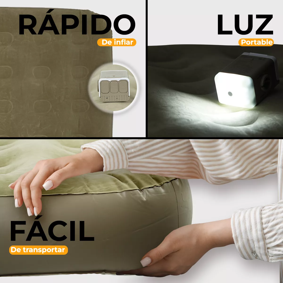 Colchon Inflable Individual Cama De Aire Portatil Camping