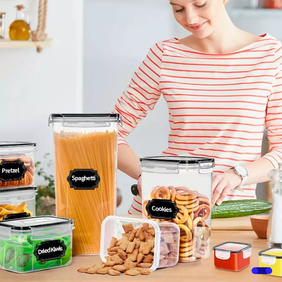 Recipientes Herméticos Para Almacenamiento De Alacena Chefs Path CP-Tall Negro