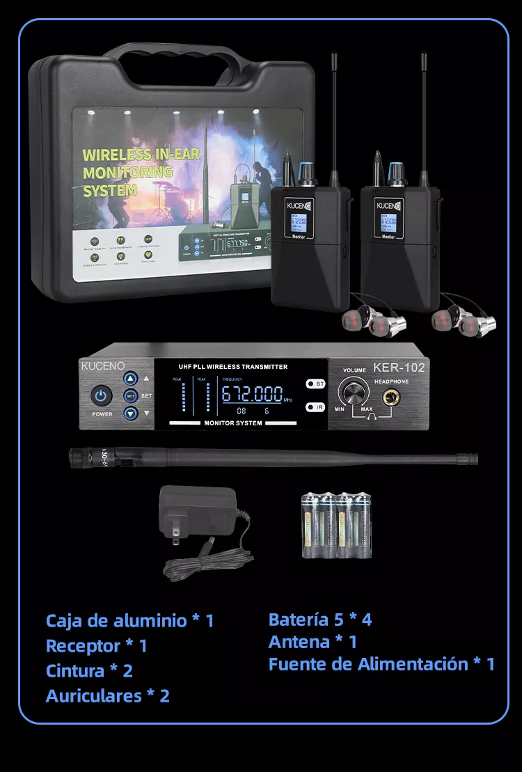 Sistema Monitoreo Estéreo 1 Canal De 2 Receptores Bluetooth
