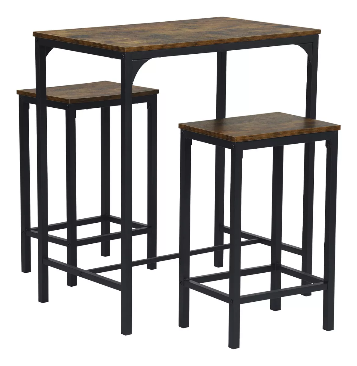 Gomyhome Juego De Comedor 2 Sillas Rectangular 80cm Marrón