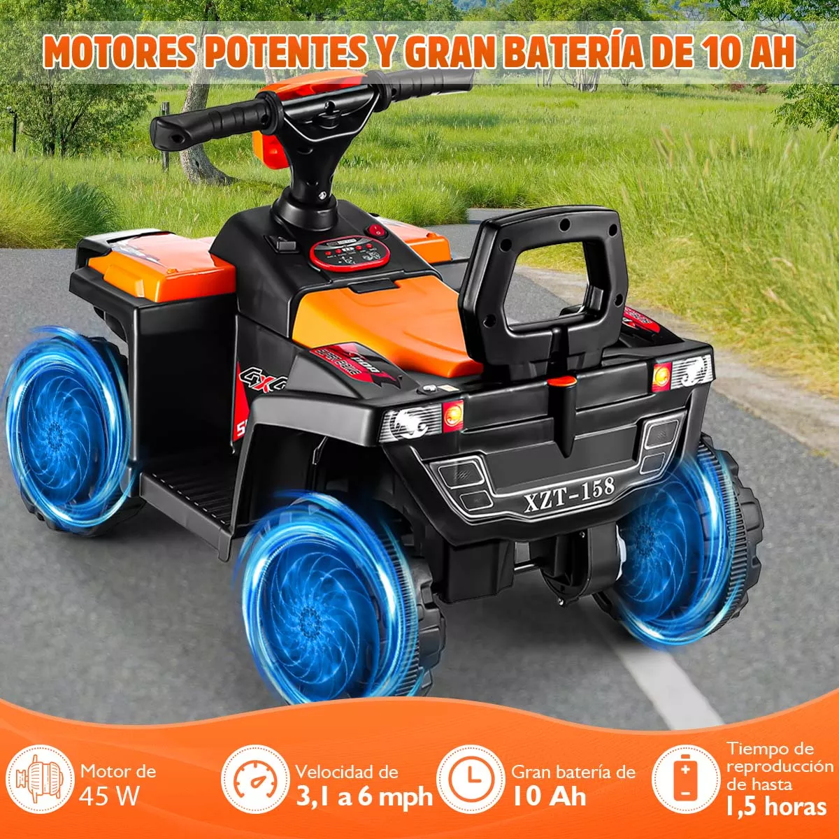 Carro Eléctrico Montable Para Niños Con Luz Led 12v Atv Moto