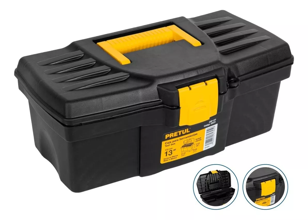 Caja Plástica Para Herramientas 13, Pretul 20531 Color Negro