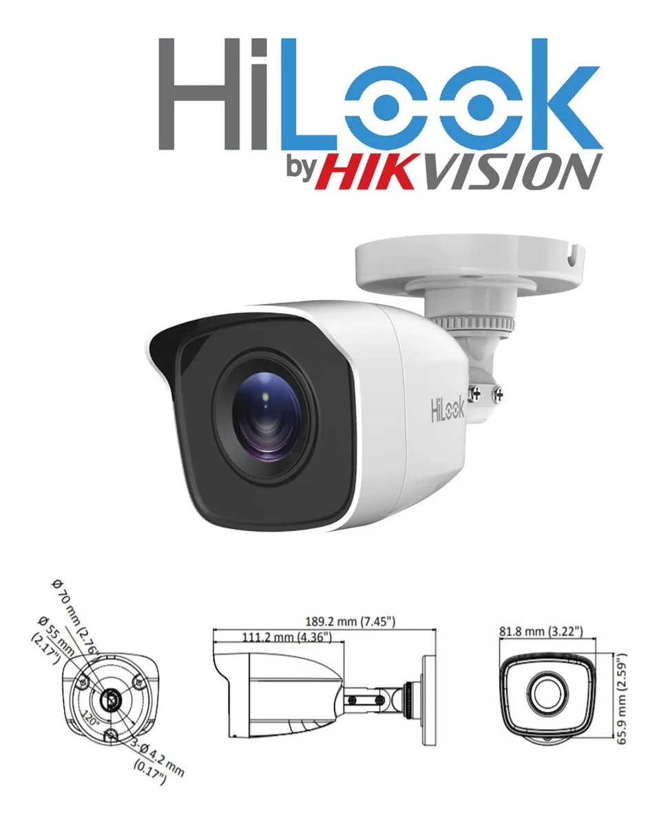 Kit Circuito Cerrado Hilook Dvr 8 Canales 6 Camaras 1080p 2mp Full Hd Thc-b120-pc Cable coaxial 18mts + Disco Duro 2tb