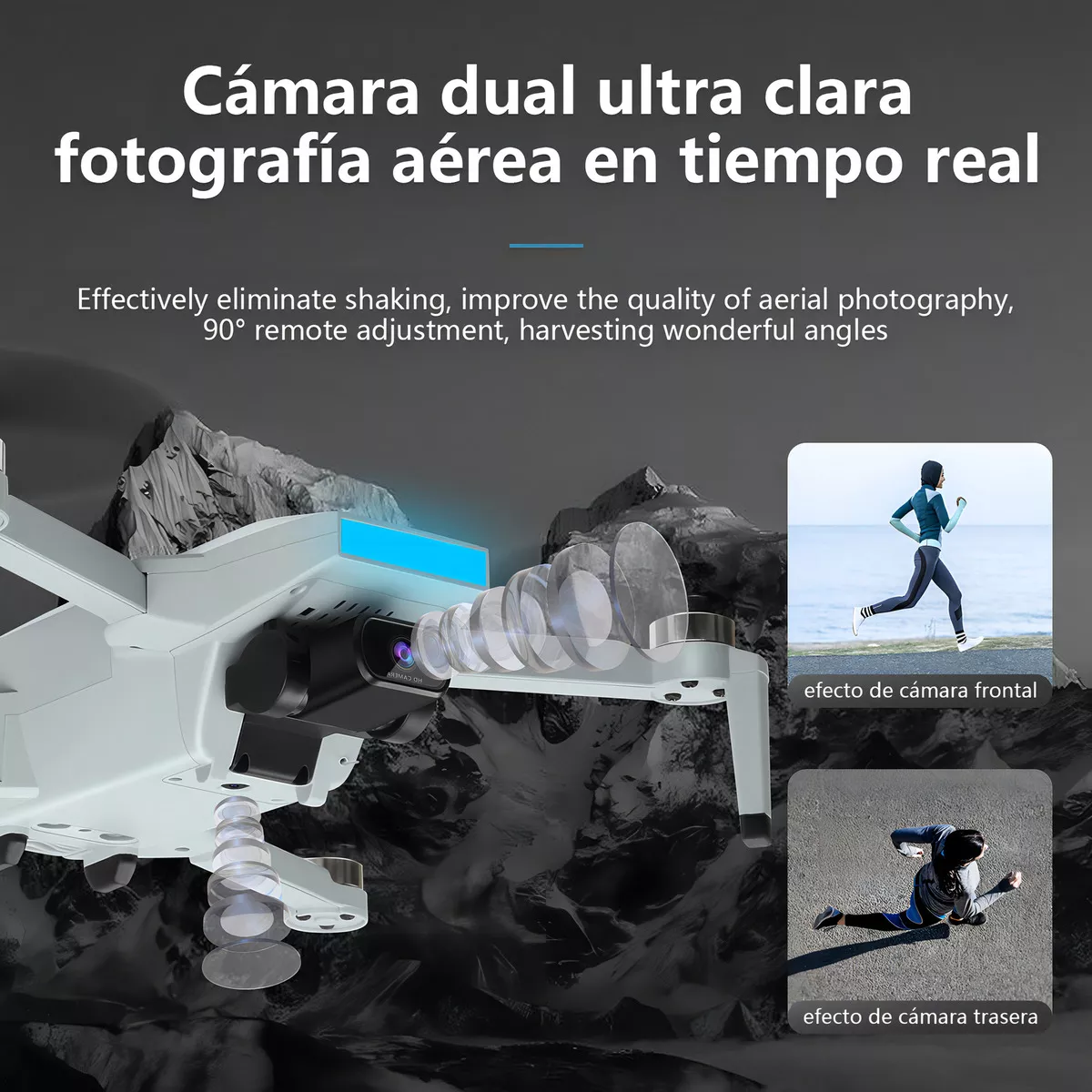 Mini drone Lian Eighty LF007 MAX con dual cámara 8K gris 6GHz 3 baterías