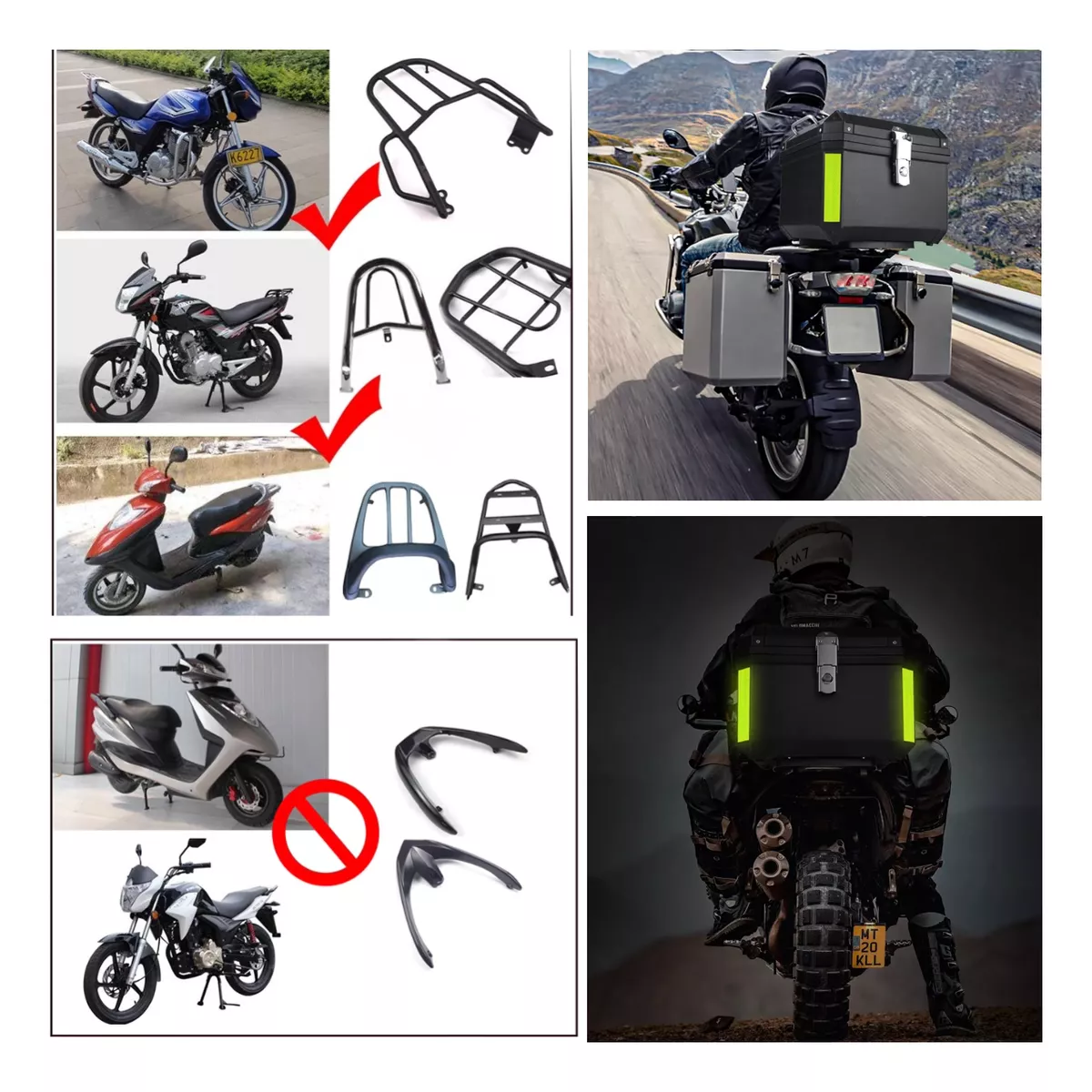 Baul Trasero Caja Para Moto 45l Cajuela Maletero Motocicleta