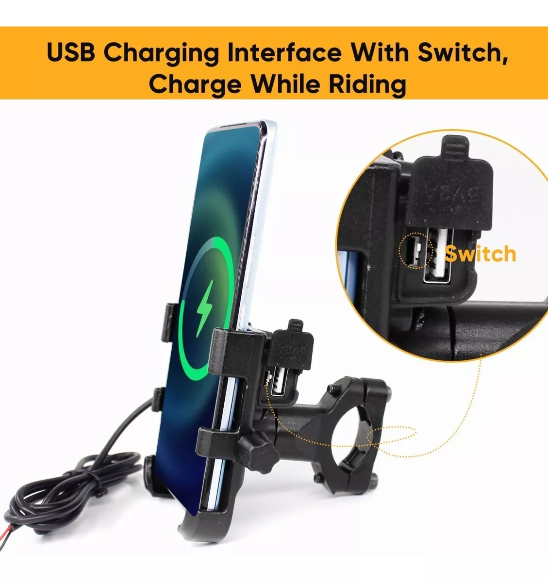 Aluminio Porta Celular Soporte Moto Telefono, Puede Recargar