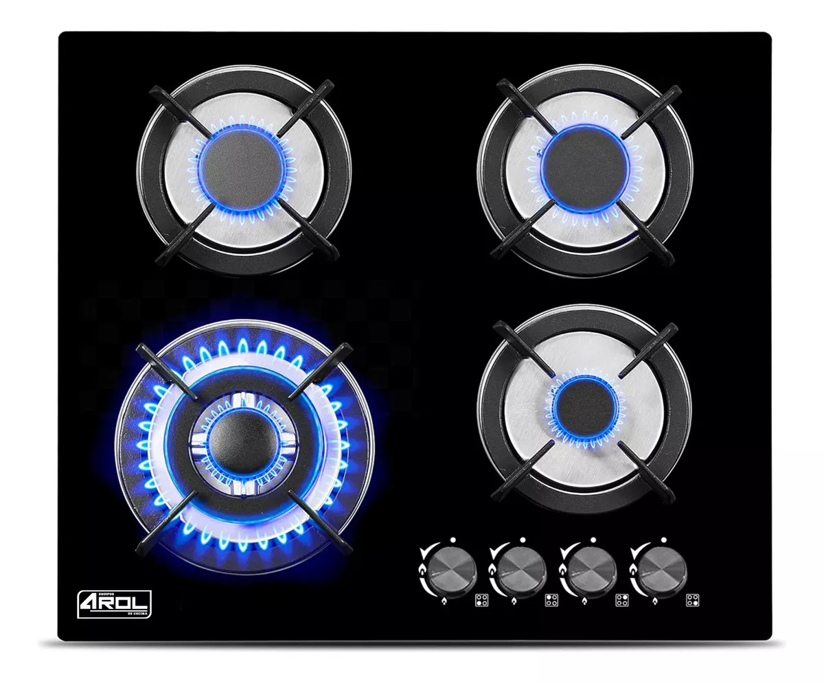Combo Parrilla Y Campana 4 Quemadores Slim 60 Cm Negro
