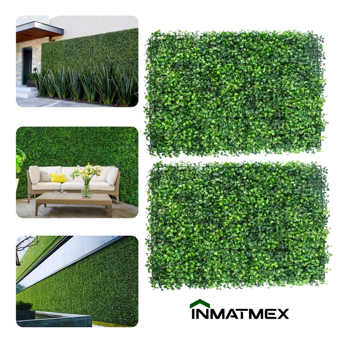 Follaje Verde Artificial Sinténtico 15 Pz 60x40 Cm Para Muro