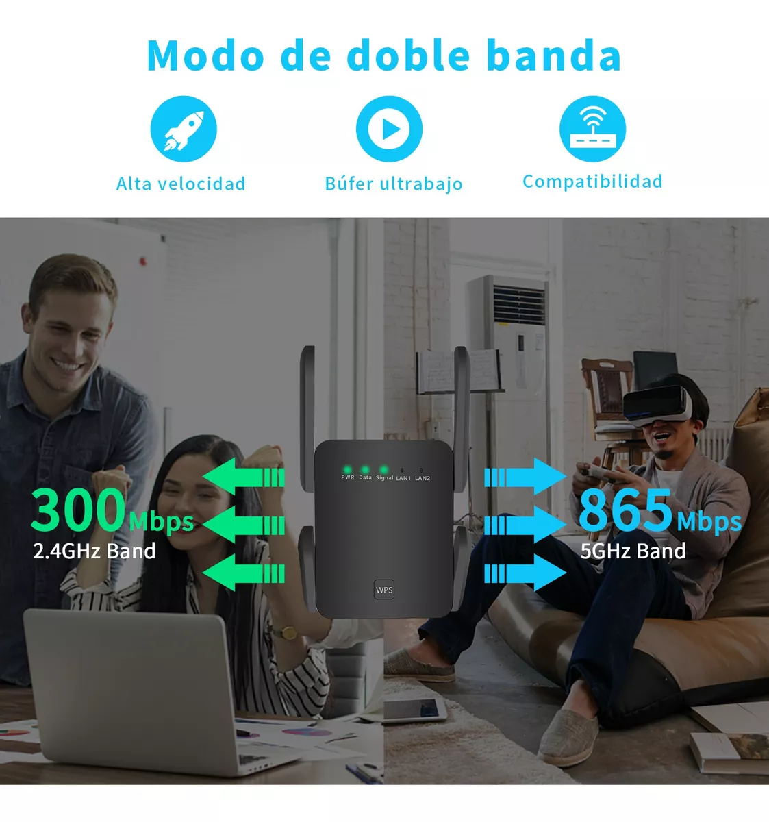 Repetidor Wifi Amplificador Señal 300mbps 110/230v 750 Wps