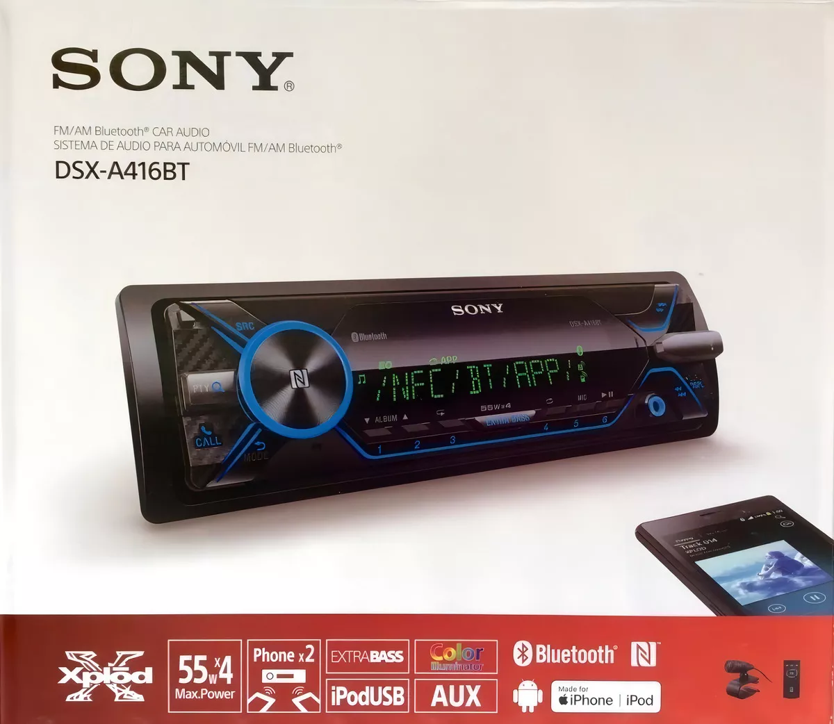 Autoestéreo para auto Sony DSX A416BT con USB y bluetooth