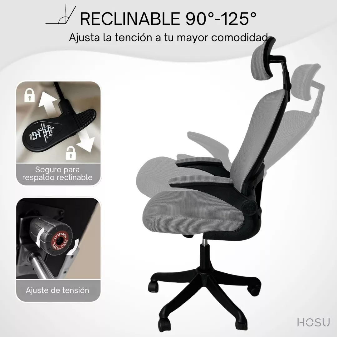 Hosu B1 Silla De Oficina Blanca Reclinable Malla Ergonómica