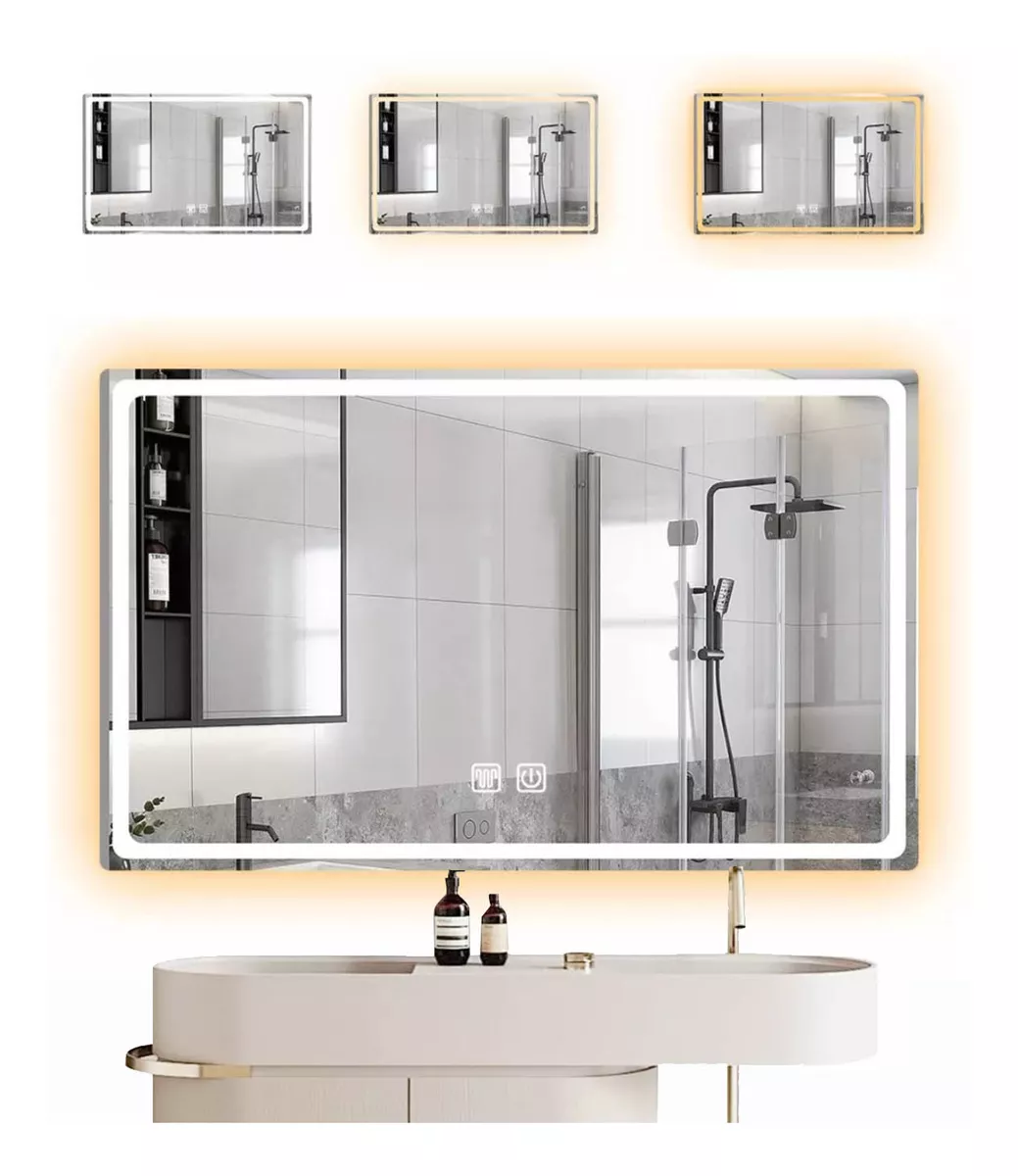 Espejo Led Baño 50x70cm Touch 3 Modo Con Función Antivaho
