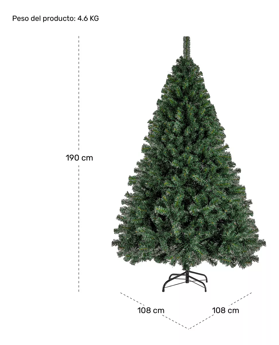 Arbol Navidad Verde 1.90m Pino Arbolito Navideño 900 Ramas
