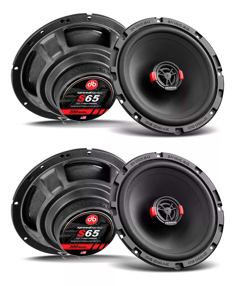 Paquete De 4 Bocinas Coaxiales Para Automóvil Db Drive S65 Speed Series 6.5 Pulgadas 300 Watts Máximo 65 Watts Rms 2 Vías 4 Ohms Color Negro