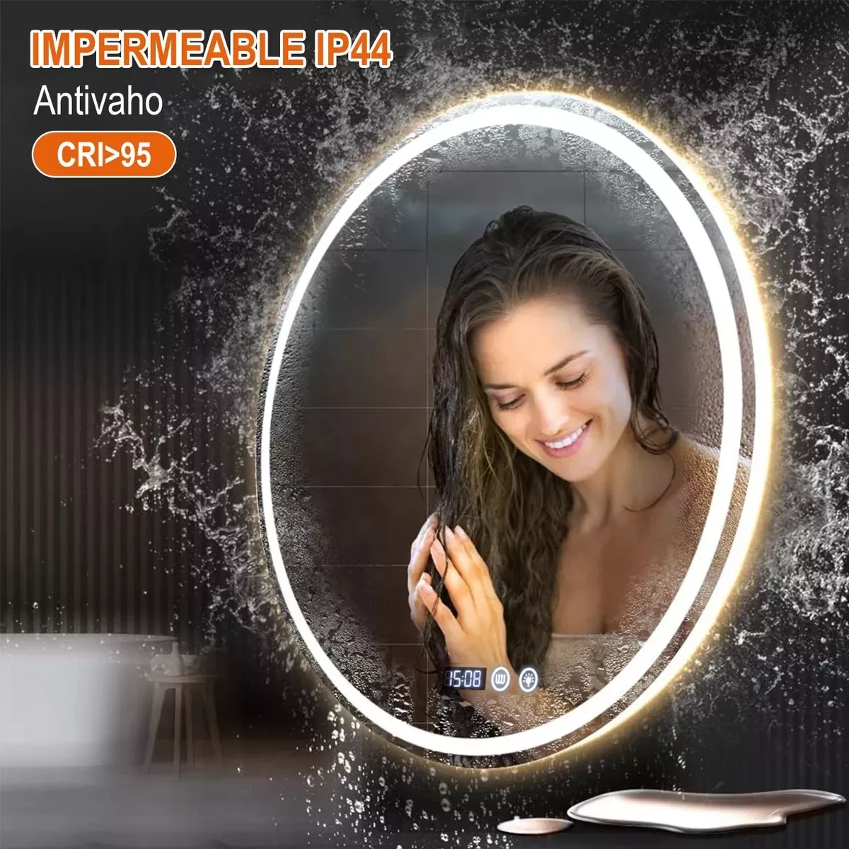 Espejo Led Baño Touch 3 Modo Con Función Antivaho 60*60cm