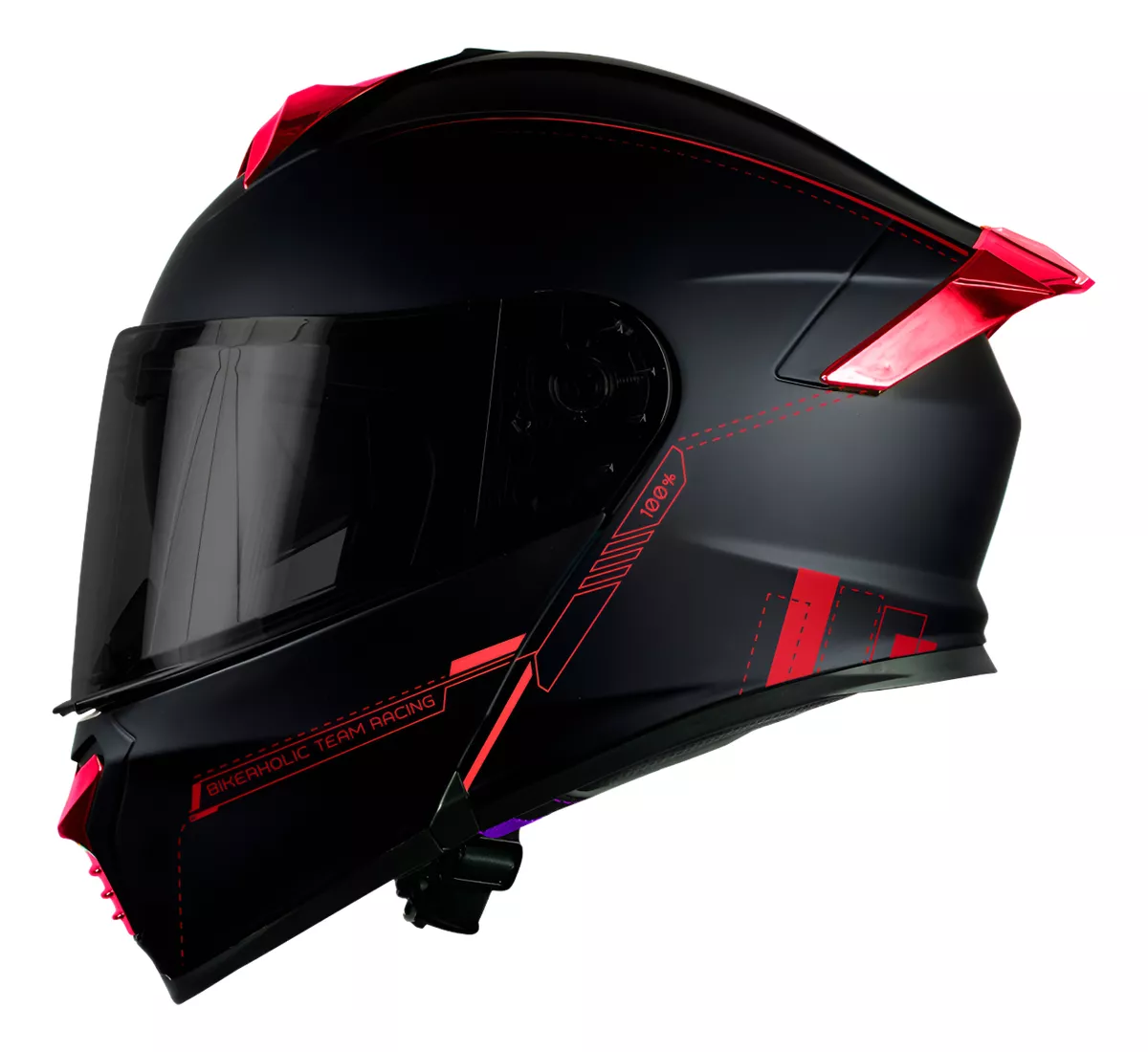 Casco Kov Abatible Thunder Racing Rojo Dot Moto Certificado