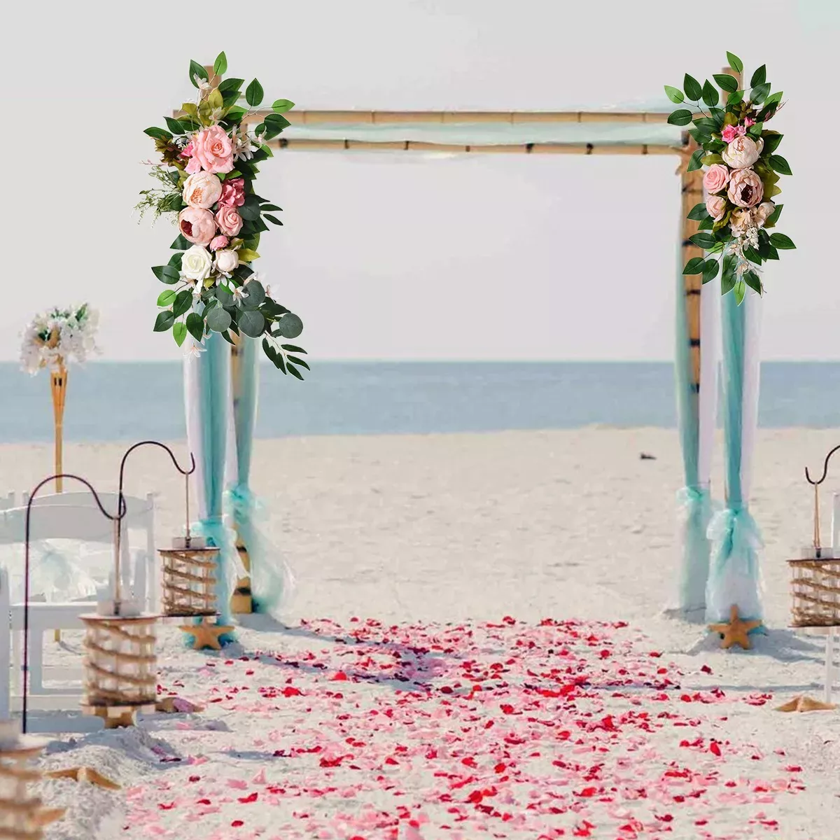 2 Piezas Boda Rústica Arco Flor Centro De Mesa Guirnalda