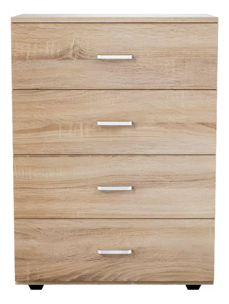 Cómoda Top Living Minimalista Con 4 Cajones Estilo Madera Color Marrón claro